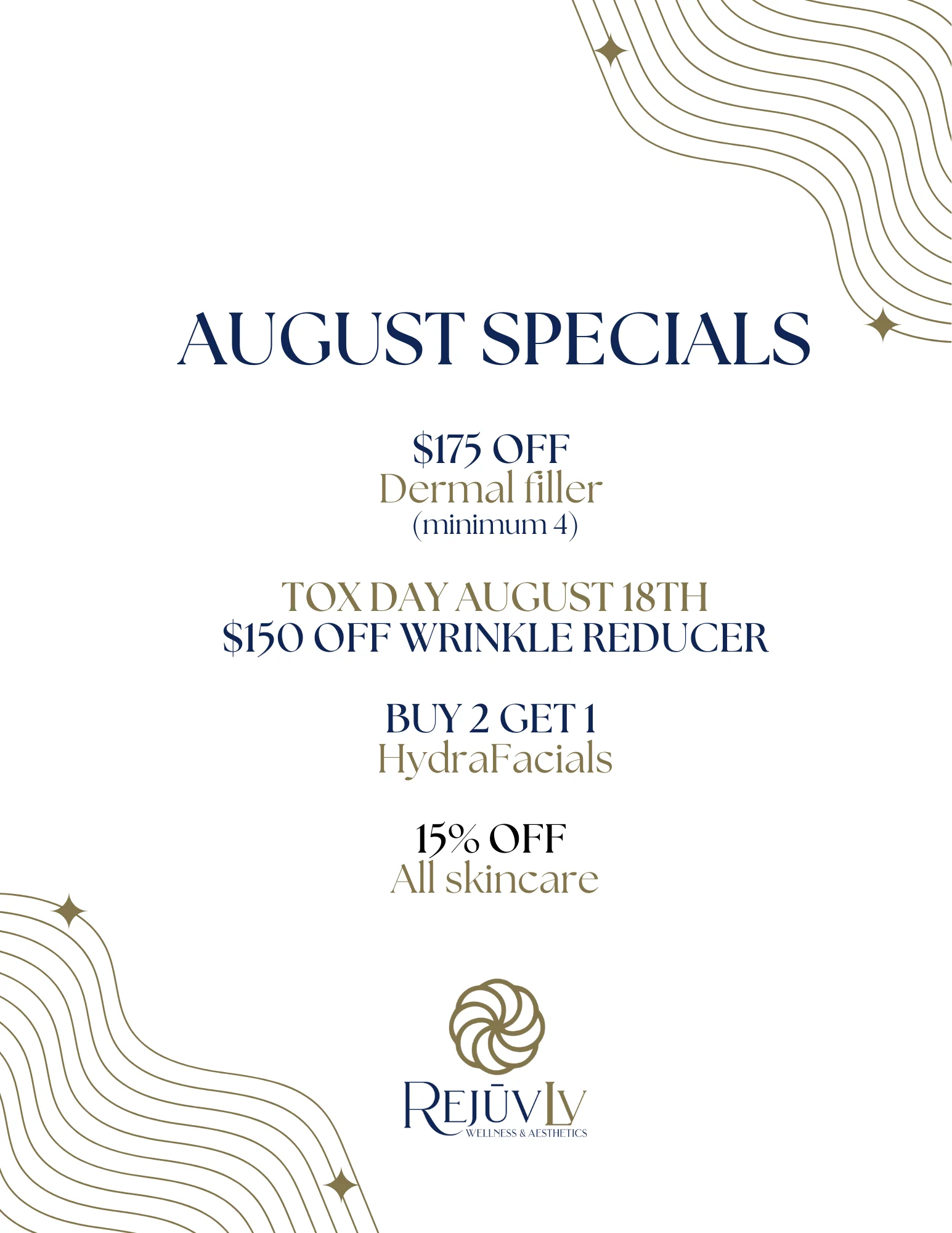 AUGUST 2024 SPECIALS FLYER | RejuvLV Wellness & Aesthetics | Las Vegas, NV